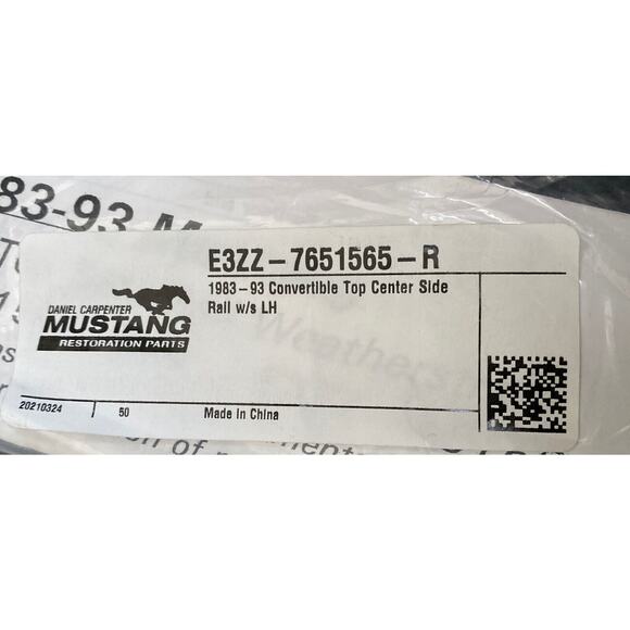 Mustang Convertible Top Side Rail Weatherstrip Seal. Left Hand.OEM#E3ZZ7651565. - Picture 3 of 5